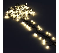 Гирлянда для дома Серпантин Мишура 4 м, 200 ламп LED, d-1,4 см, черный провод, 8 режимов, IP-40, Теплый белый (возможность соединения) 725-972