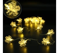 Гирлянда для дома Серпантин 4,0 м 20 ламп LED с насадками СНЕЖИНКА Прищепка, прозрачный проводод, Теплый белый 183-044