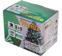 Гирлянда для дома Серпантин 16м 180 ламп LED прозрачный провод, 8 режимов, IP-20, Зелёный (возможность соединения) 125-023