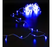 Гирлянда для дома Серпантин 24м 280 ламп LED прозрачный провод, 8 режимов, IP-20, Синий (возможность соединения) 128-002