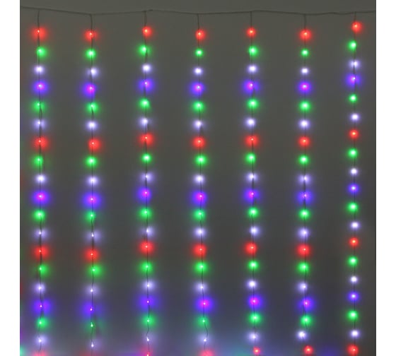 Гирлянда для дома Серпантин ЗАНАВЕС Bright light Водопад 3м*3м 240 ламп LED, IP-20, 8 режимов, Мультицвет (возможность соединения) 725-925 1