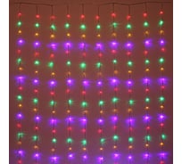 Гирлянда для дома Серпантин ЗАНАВЕС Водопад ш1,5* в2,5 м 240 ламп LED, прозрачный провод, 8 режимов, IP-20, Мультицвет (возможность соединения) 725-0599
