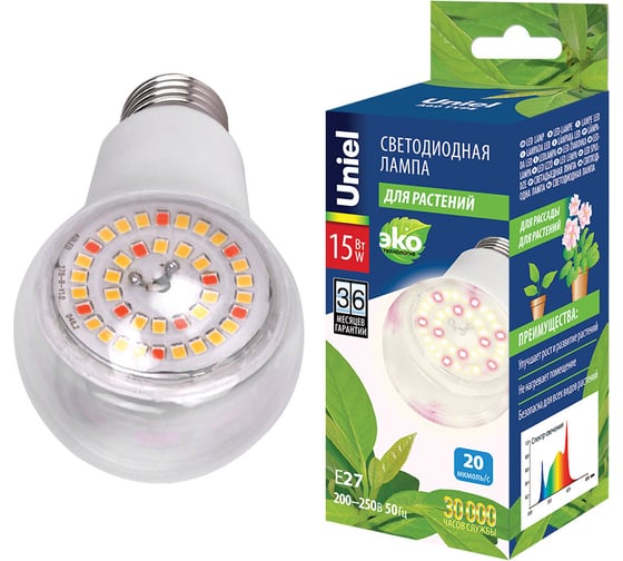 Светодиодная лампа Uniel 15W, SPFB, E27, CL PLP30WH LED-A60 UL-00007405 1