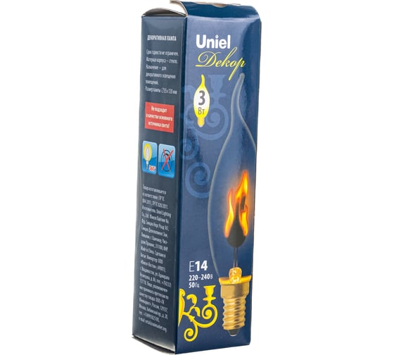 Неоновая (газоразрядная) лампа Uniel 3, RED-FLAME, E14, CL IL-N-CW35 UL-00002982