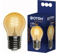 Светодиодная филаментная лампа ФОТОН LED FL P45-S 4W E27 2200К, серия ДЕКОР 23965