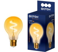 Светодиодная лампочка ФОТОН филаментная LED FL A60-S 4Вт E27 2200К, теплый свет, 23976