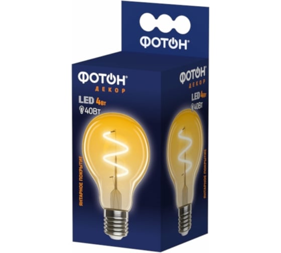 Светодиодная филаментная лампа ФОТОН LED FL A60-S 4W E27 2200К, серия ДЕКОР 23976