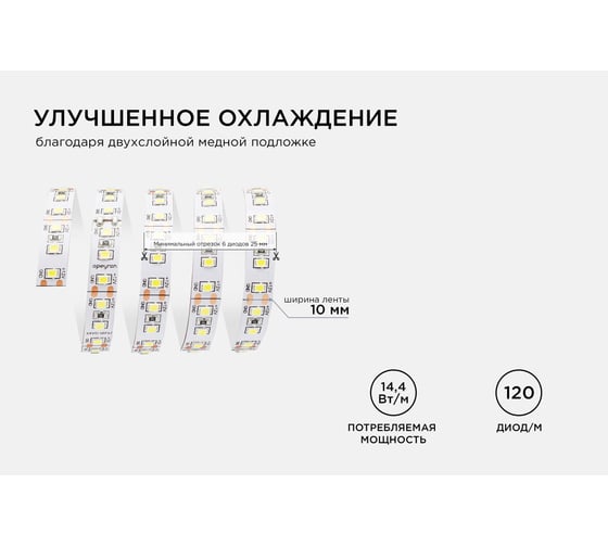 Светодиодная лента APEYRON в блистере 12В, СТ, 14,4Вт/м, smd2835 212BL