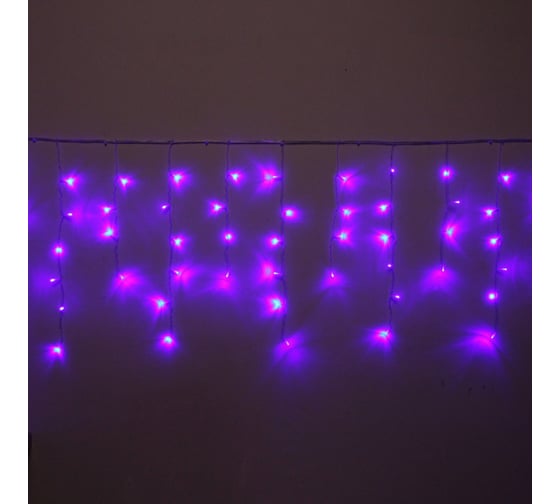 Гирлянда для улицы Серпантин БАХРОМА ш3м* в40/60см 100 ламп LED, прозрачный провод, 8 режимов, IP-54, Фиолетовый (возможность соединения) 1
