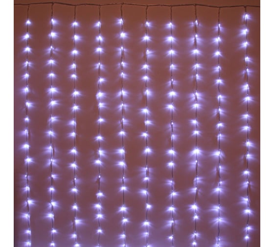 Гирлянда Серпантин ЗАНАВЕС Водопад ш1.5*в2.5 м 240 ламп LED прозрач. пров 8 реж IP-20 Белый возможность соединения 725-0600 1