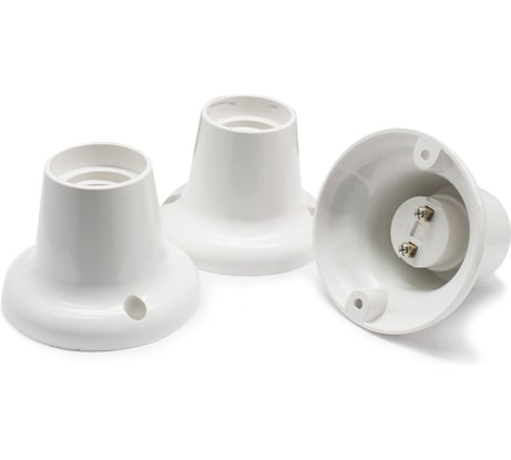 Патрон-стойка OXION Е27 белый прямой, 3 шт., арт. PVC-H005WH-E27-3PCS