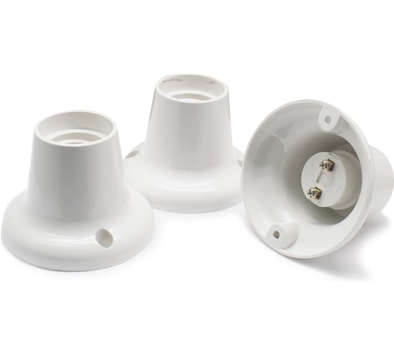 Патрон-стойка OXION Е27 белый прямой, 3 шт., арт. PVC-H005WH-E27-3PCS 1