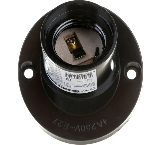 Настенный патрон ЭРА Е27, настенный, бакелит, черный Б0044082