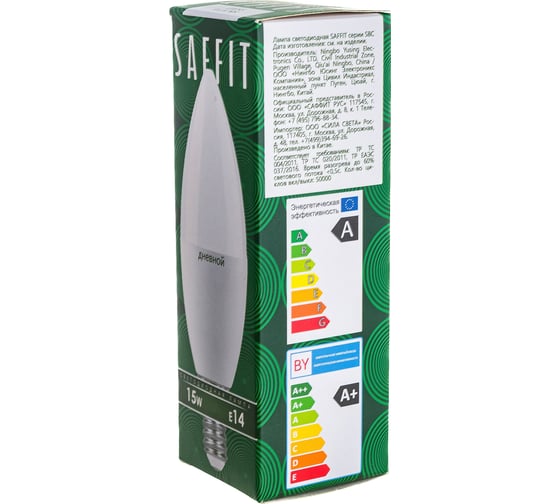 Светодиодная лампа SAFFIT SBC3715 Свеча E14 15W 6400K, 55207