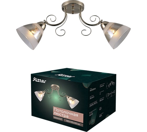Люстра RITTER Classic 06756/2 2хE27, золото 52544 8