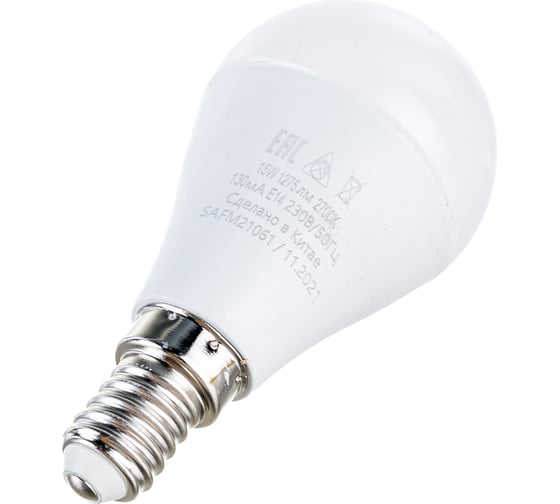 Светодиодная лампа SAFFIT SBG4515 Шарик E14 15W 2700K, 55209