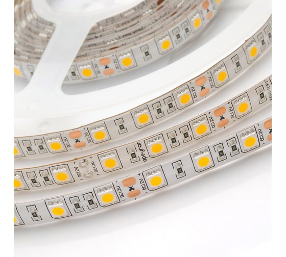 Светодиодная лента Apeyron 12В, 14,4Вт/м, smd5050, 60д/м, IP65, 700Лм/м, ширина подложки 10мм 00-144