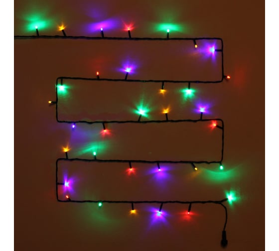 Гирлянда для улицы Серпантин 25м, 300 ламп LED, чёрный провод, 8 режимов, IP-54, мультицвет (возможность соединения) 183-749 1