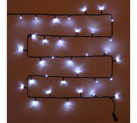 Гирлянда для улицы Серпантин 15м, 180 ламп LED, чёрный провод, 8 режимов, IP-54, белый (возможность соединения) 183-674 1