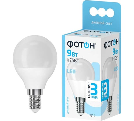Светодиодная лампа ФОТОН LED P45 9W E14 4000K 24015