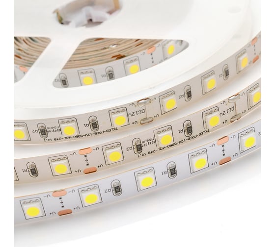 Светодиодная лента Apeyron 24В, 14,4Вт/м, smd5050, 60д/м, IP20, 1100Лм/м подложка 10мм, 5м, 4000К 00-317