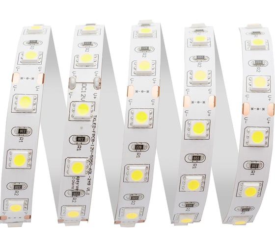 Светодиодная лента Apeyron 24В, 14,4Вт/м, smd5050, 60д/м, IP20, 1100Лм/м подложка 10мм, 5м, 4000К 00-317