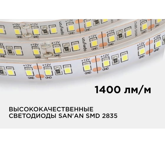 Светодиодная лента в блистере APEYRON 12В, СТ, 14,4Вт/м, smd2835 211BL