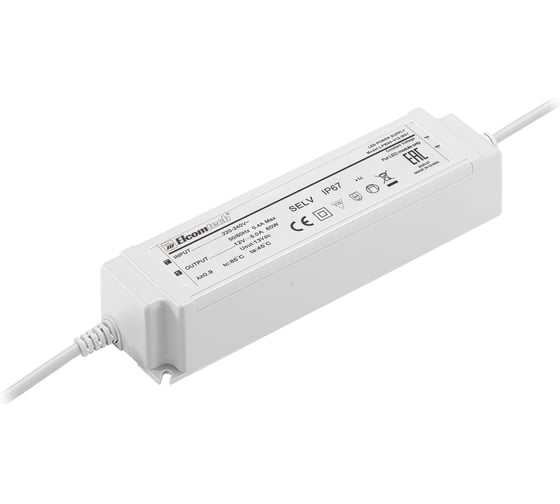 Драйвер ELCOMTECH LED 60W вход 220-240V, выход 12V 5A LPW60-V12-W67 УТ-00035280 1