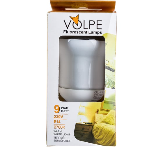 Энергосберегающая лампа Volpe 220-240V, 9W, E14, 2700K, картон CFL-R 50 2979 02979