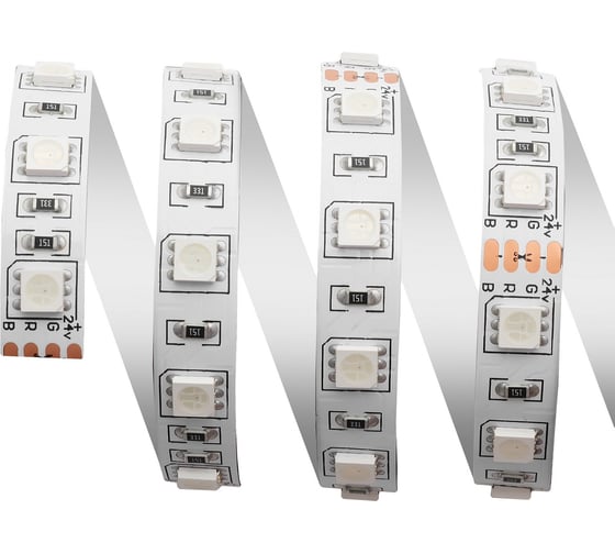 Светодиодная лента Apeyron 24В, 14,4Вт/м, smd5050, 60д/м, IP20, подложка 10мм, 5м, RGB 00-310