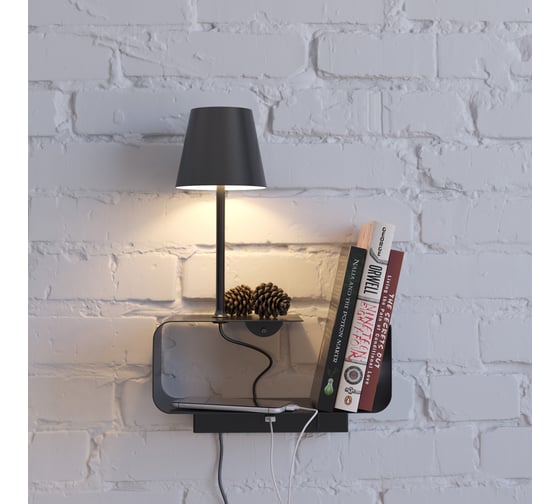 Настенный светильник-полка ODEON LIGHT SVEN с подсветкой/USB металл, LED, 6W 4162/6WL