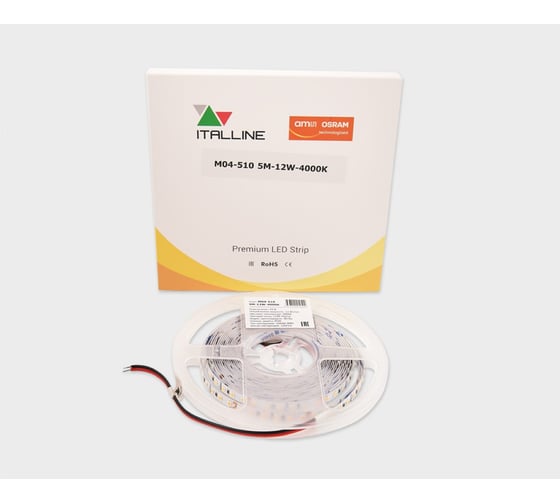 Светодиодная лента Italline 5 м/8 мм/120D/24 В/12 Вт/1140 Лм/4000 К M04-510 5M-12W-4000K 1