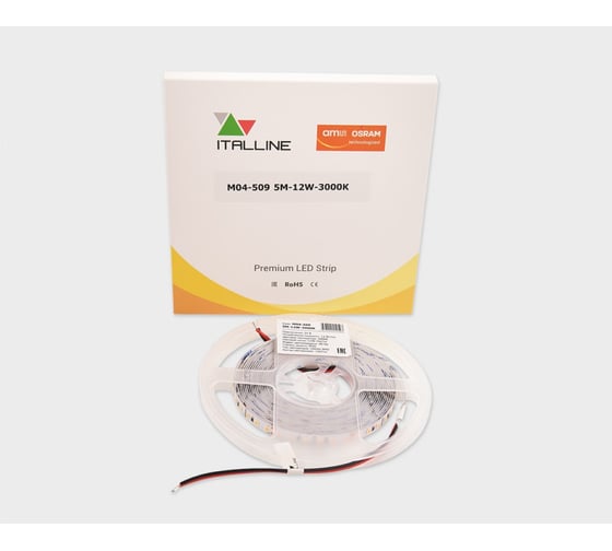 Светодиодная лента Italline 5 м/8 мм/120D/24 В/12 Вт/1140 Лм/3000 К M04-509 5M-12W-3000K 1