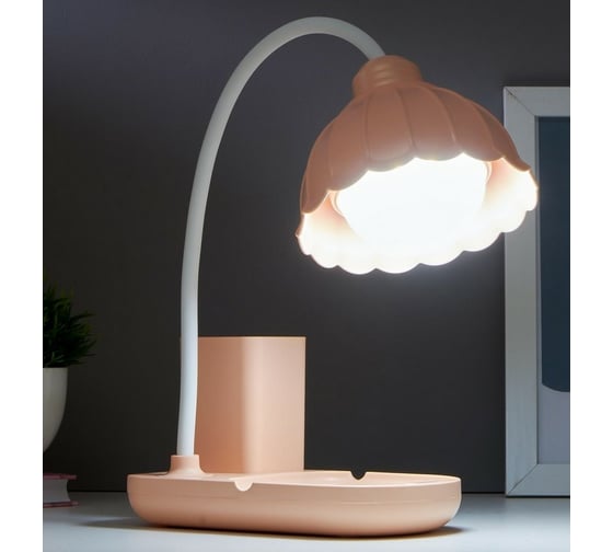 Настольная лампа RISALUX 1681/1 LED 5Вт 3000-6000К USB АКБ диммер розовый 16х10х41 см 5091577