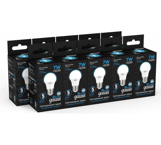 Лампа Gauss A60 7W 710lm 6500K E27 LED 102502307