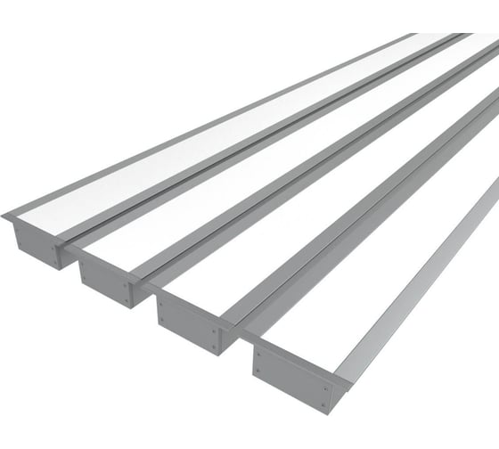 Комплект профилей Ledcraft LC-LPV2050M34-2x4Silver из 4 шт серебро (2м профиль+2м рассеиватель+2 заглушки+шурупов) 1616240437 1