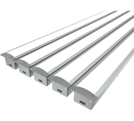 Комплект профилей Ledcraft LC-LPV2537M28-3x5Silver из 5 шт серебро (3м профиль+3м рассеиватель+2 заглушки+шурупов) 1616340539 1