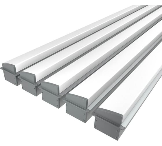 Комплект профилей Ledcraft LC-LPV2544M36T-3x5Silver из 5 шт серебро (3м профиль+3м рассеиватель+2 заглушки+шурупов) 1616340561 1