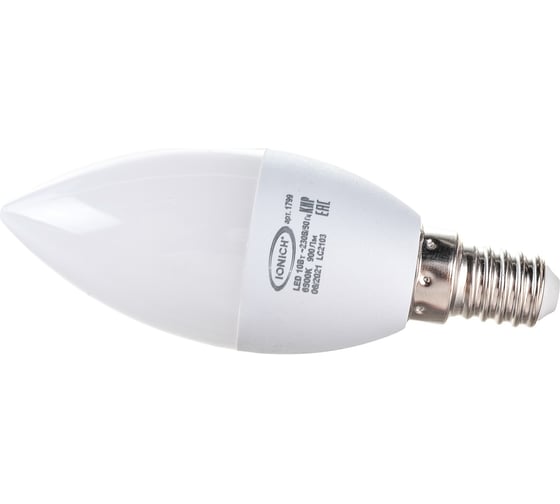 Светодиодная лампа IONICH свеча ILED-SMD2835-C37-10Вт-900Лм-230В-6500К-E14 1799