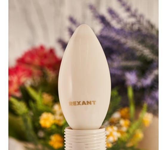 Филаментная лампа REXANT Свеча CN35 9.5 Вт 4000K E14 матовая колба 604-096