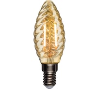 Филаментная лампа REXANT Витая свеча LCW35 9.5 Вт 2400K E14 золотистая колба 604-120