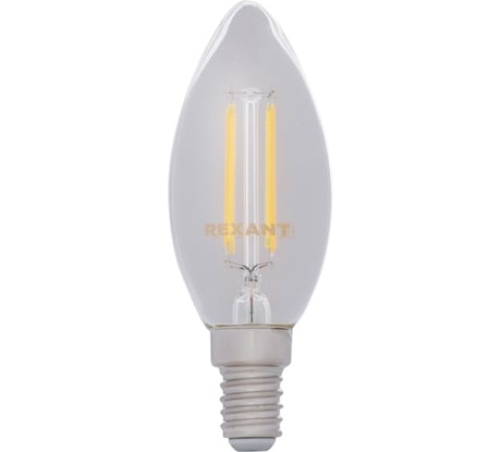 Филаментная лампа REXANT Свеча CN35 7.5 Вт 4000K E14 604-084