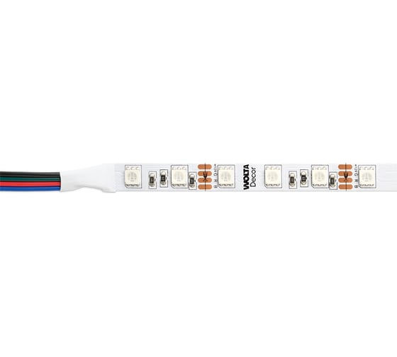 Яркая светодиодная многоцветная лента Wolta 14,4Вт/м, напряжение 12В, RGB, 60 диодов на метр, smd5050, защита IP20, ширина подложки 10 мм, длина 5 м WLS5050-14,4W/RGB/12H60-01