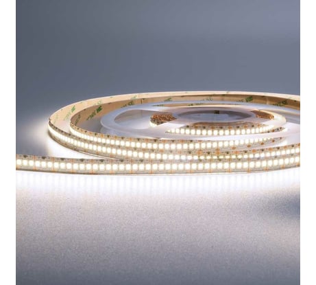 Светодиодная лента Wolta от напряжения 12В, световой поток 3200Лм, мощность 24Вт/м, 6500К Холодный белый свет, защита IP20, 240 светодиодов на метр, ширина 10 мм, длина 5 метров, артикул WLS2835-24W/6500/12H240-01