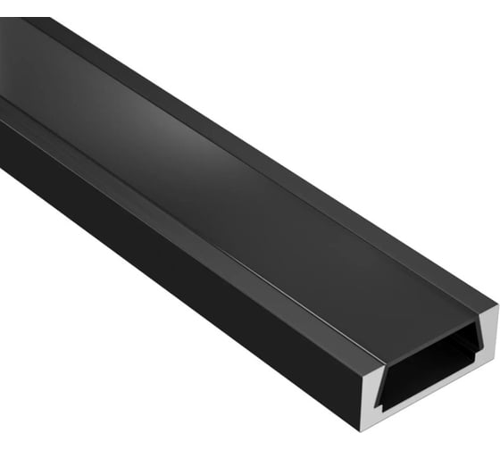 Комплект профиля для светодиодной ленты Geniled накладной 16x6x2000 М16 черный с заглушками и плоским черным рассеивателем (4шт) 12131b_ch_4 1