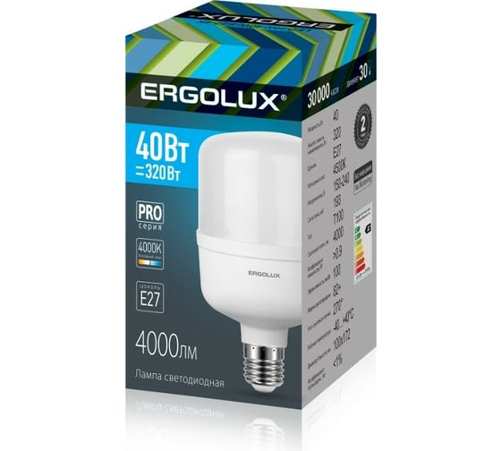 Светодиодная лампа Ergolux LED-HW-40W-E27-4K серия PRO 40Вт E27 4500К 150-260В 14327 1