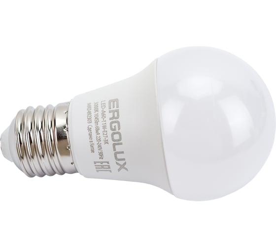 Светодиодная лампа ЛОН Ergolux LED-A60-11W-E27-3K ПРОМО 11Вт Е27 3000К 220-240В 14458