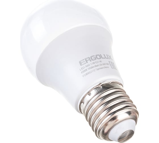 Светодиодная лампа ЛОН Ergolux LED-A60-11W-E27-4K 11Вт Е27 4500К 220-240В, ПРОМО 14459