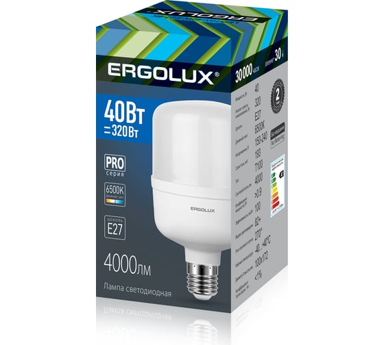 Светодиодная лампа Ergolux LED-HW-40W-E27-6K серия PRO 40Вт E27 6500К 150-260В 14328 1
