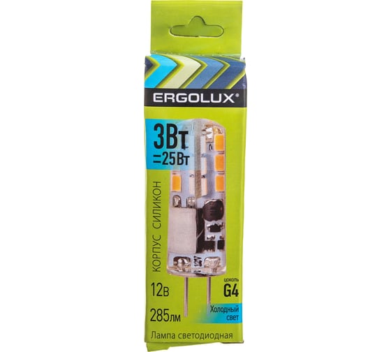 Светодиодная лампа Ergolux LED-JC-3W-G4-4K 3Вт G4 4500К 12В 14346